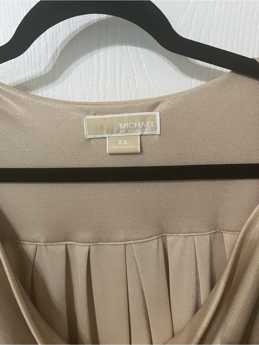 Michael Kors Metallic Gold Drape Neck Sleeveless Top